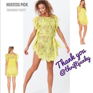💋NWOT JENS Pirate Booty Key Lime 2 Pc Sheer Lace CoverUp/Dress